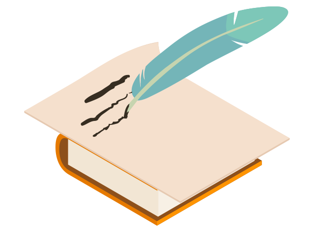 原稿作成サービスのアイコン - 書類とペン