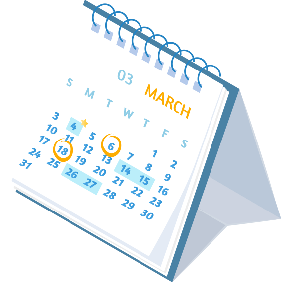 スケジュール確定のアイコン - カレンダー